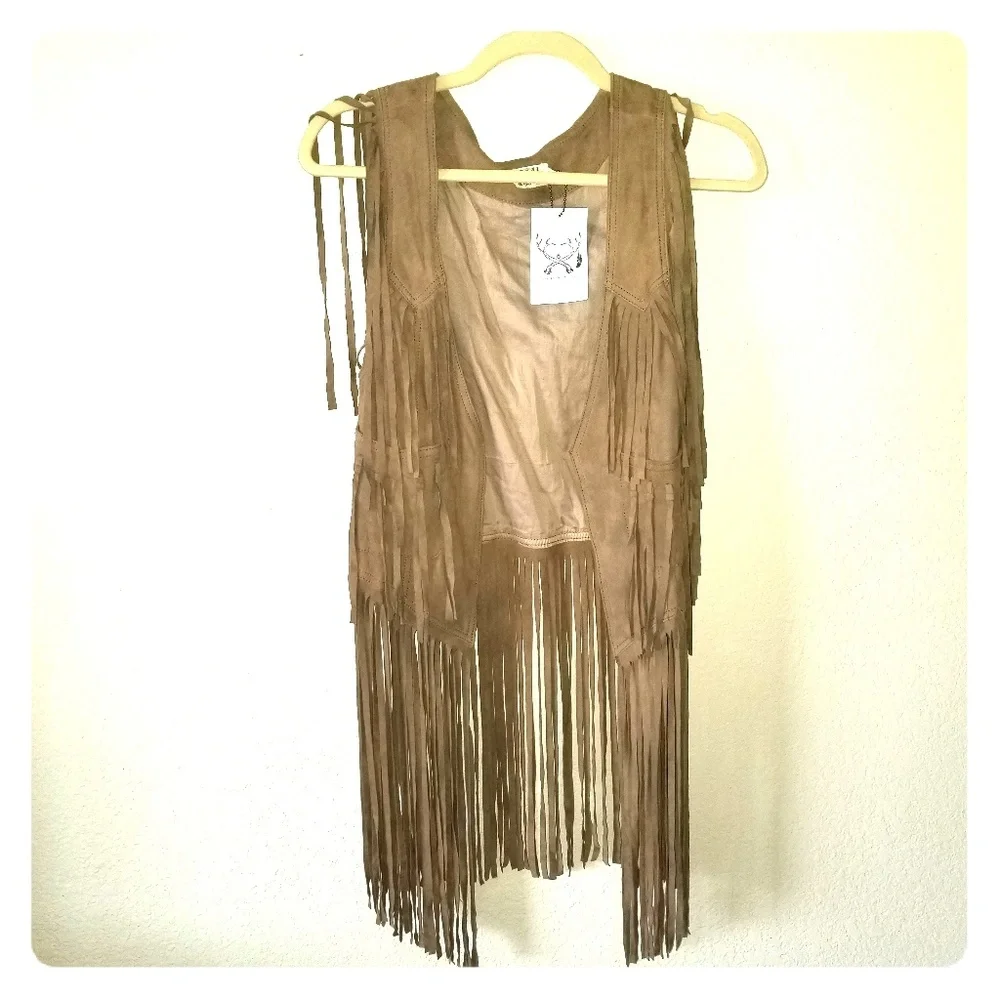 Swap w I speak mermaid ❤️ Spell Vintage Suede Fringe Vest - Picture 1 of 5